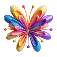dramatic creative Abstract Colorful Flower 3D Render detailed png