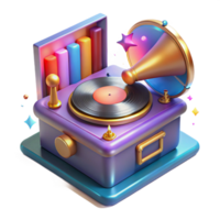 serene traditional Vintage Record Player 3D Render of Retro Music Device authentic png