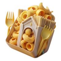 dramatic artistic Pasta Shapes Variety in Container with Utensils 4K png