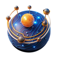 Digital Planetary System Exploring Circuitry Celestial Orbits png
