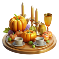 wonderful traditional Autumnal Table Setting with Pumpkins and Candles genuine png