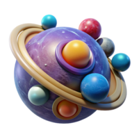 vibrant rustic Colorful Cosmic System 3D Render of Planetary Orbits premium png