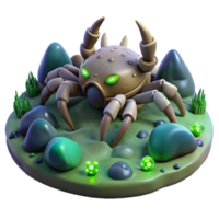stunning artistic 3D Render Robotic Crab in Glowing Habitat authentic png
