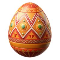 dramatic rustic Decorative Easter Egg Orange and Red Geometric Pattern 4K png
