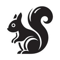 A stylized, black silhouette of a squirrel against a plain white background. vector