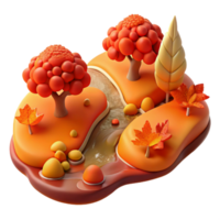 elegant vintage Autumnal Stream 3D Render of a Fall Scene premium png