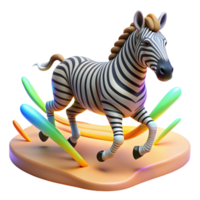serene contemporary Running Zebra 3D Render Colorful Abstract Background premium png