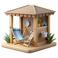 beautiful vintage Relaxing Beach Hut with Hammock and Chairs genuine png