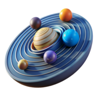 impressive contemporary Abstract Planetary System Colorful Orbits and Celestial Bodies authentic png