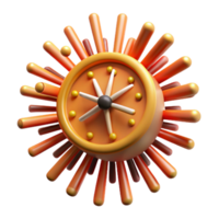 Abstract Clock Design Time, Rays, Orange, 3D Render png
