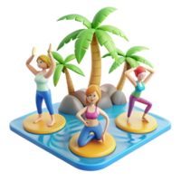 vibrant traditional Tropical Fitness Yoga and Exercise on Island Paradise 4K png