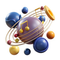 serene rustic Abstract Music Galaxy 3D Render of Musical Spheres authentic png