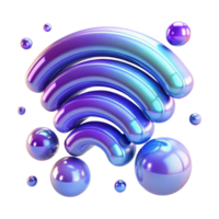 serene classic Iridescent Wifi Signal 3D Render of Wireless Connection high resolution png