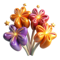elegant rustic Shiny 3D Flower Bouquet, Colorful Blooms genuine png