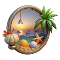 magnificent abstract Sunset Beach Scene Summer Vacation 3D Render original png