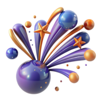dramatic modern Abstract Celebration 3D Render of Festive Burst original png