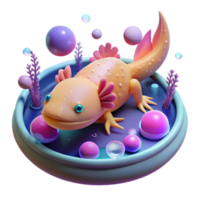extraordinary minimalist Adorable 3D Axolotyl in Vibrant Underwater Scene high quality png
