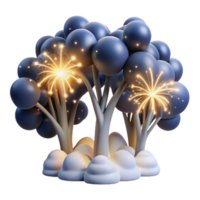 dramatic rustic Festive Fireworks A 3D Render of Sparkling Trees original png