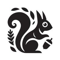 A clean, black silhouette of a squirrel, side view, against a white background. vector