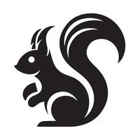 black silhouette of a squirrel, side view, against a white background. vector