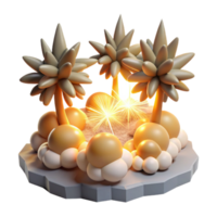 Sparkling Island Paradise 3D Render of Tropical Scene png