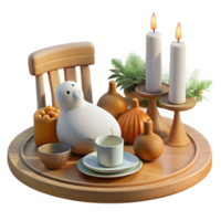 Cozy Autumn Table Setting with Candles png