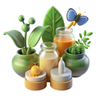 magnificent rustic Serene Spa Setting Candles, Plants, and Juices high resolution png