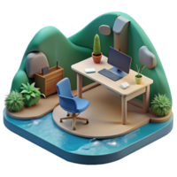 Serene Home Office Setup Desk, Plants, and Relaxing View png