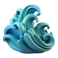 Abstract Teal Wave Design 3D Render of Ocean Water png