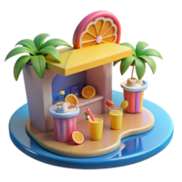 Tropical Juice Stand 3D Render of Summer Refreshments png