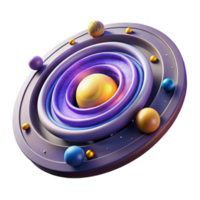 Abstract Cosmic System 3D Render of Planets and Rings png
