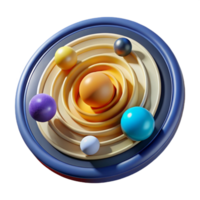Abstract Planetary System Colorful 3D Render of Orbits and Spheres png