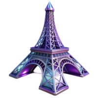 Purple Metal Eiffel Tower Model 3D Render png