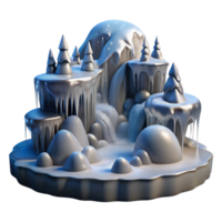 Frozen Waterfall Winter Scene 3D Render png