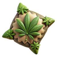 impressive rustic Relaxing Cannabis Leaf Pillow Design authentic png