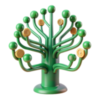 serene classic Abstract Green Tree with Circular Ornaments 3D Render premium png