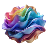 Abstract Rainbow Waves 3D Render of Colorful, Fluid Form png