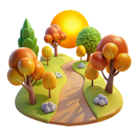 extraordinary creative Autumnal Park Pathway 3D Cartoon Landscape premium png