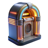 impressive contemporary Retro Jukebox Vintage Music Machine, Illuminated Design, Classic Style, 3D Render, Nostalgia, Sound System, Arcade Game, Music Player, Golden Age high resolution png