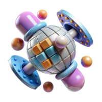 Abstract 3D Render Geometric Sphere with Colorful Elements png