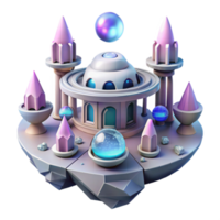impressive abstract Fantasy Floating Island Palace 3D Render high quality png