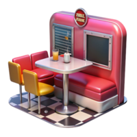 vibrant minimalist Retro Diner Booth 50s Style Seating Table high resolution png
