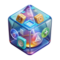 magnificent artistic Interactive 3D App Icon Cube A Visual Guide to Mobile Features high quality png