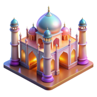 magnificent modern Isometric 3D Model Illuminated Mosque Architecture genuine png