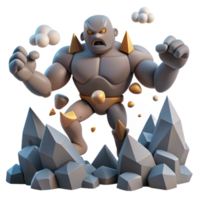 serene classic Stone Golem 3D Model of a Powerful Creature high quality png
