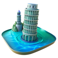 Towers on an Island 3D Render of Architectural Wonders png