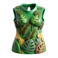 dramatic artistic Tropical Leaf-Adorned Sleeveless Top 3D Render exclusive png