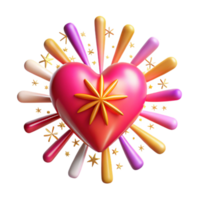 impressive rustic Festive 3D Heart with Burst Design premium png