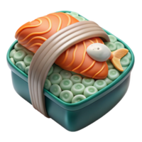 3D Render of Salmon Sushi in a Box png