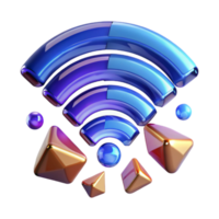 vibrant minimalist Wireless Network Signal 3D Render of Colorful Wifi Icon exclusive png